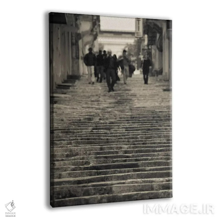 تابلو دکوراتیو Triq Sant-Orsla, Valletta, Malta" - "افرادی که از پله ه… اثر پانورامیک ایمجز - نمای پرسپکتیو محصول