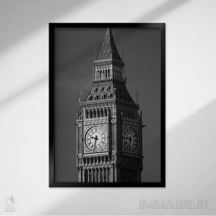 تابلو دکوراتیو Big Ben, Houses Of Parliament, City Of Westminster, Lon… اثر پانورامیک ایمجز - نمای قابدار مشکی