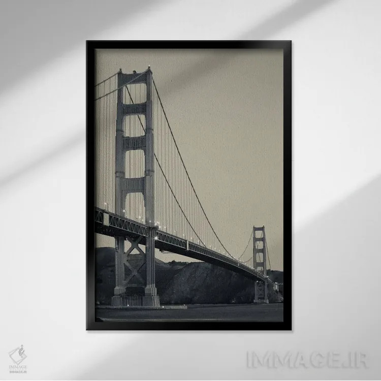 تابلو دکوراتیو San Francisco, California, USA" - "پل دروازه طلایی در ط… اثر پانورامیک ایمجز - نمای قابدار مشکی