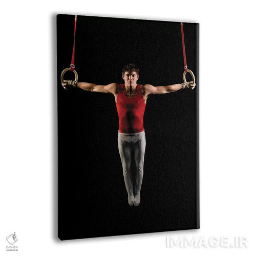 تابلو دکوراتیو مرد جوانی که در حال تمرین روی حلقه های ژیمناستیک است، ج… اثر پانورامیک ایمجز - نمای پرسپکتیو محصول