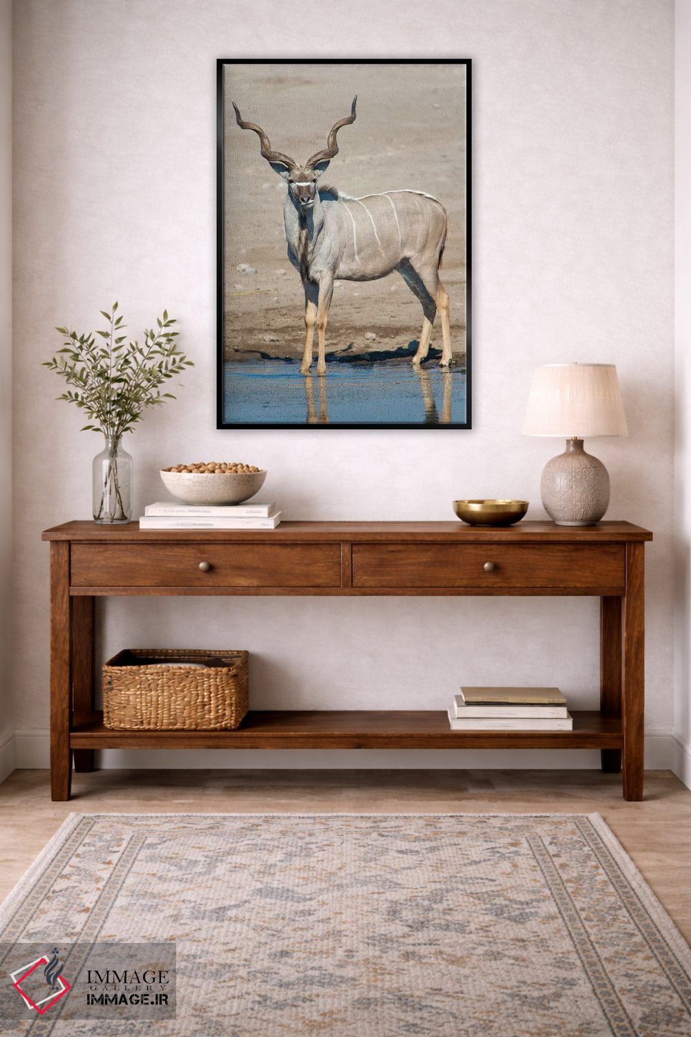 تابلو دکوراتیو Etosha National Park, Namibia" - "کودوی بزرگ در حوضچه آ… اثر پانورامیک ایمجز - D4B