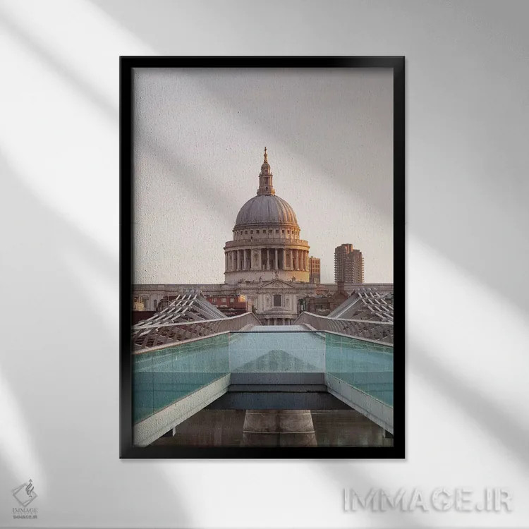 تابلو دکوراتیو Millennium Bridge, London, England" - "کلیسای سنت پل II… اثر پانورامیک ایمجز - نمای قابدار مشکی