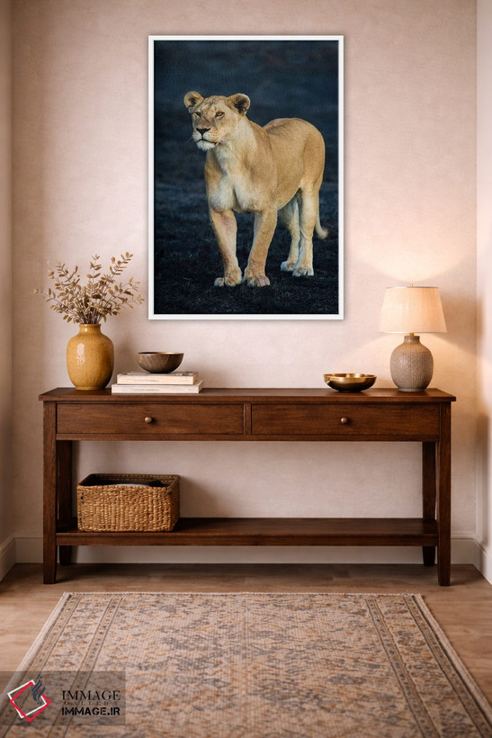 تابلو دکوراتیو Serengeti National Park, Tanzania" - "شیر ماده آفریقایی… اثر پانورامیک ایمجز - D1W