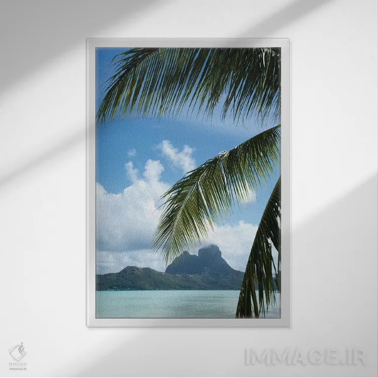 تابلو دکوراتیو Bora Bora, Society Islands, French Polynesia" - "درخت ن… اثر پانورامیک ایمجز - نمای قابدار سفید