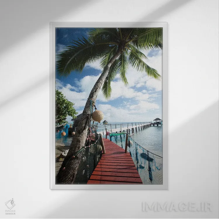 تابلو دکوراتیو Bora Bora, Society Islands, French Polynesia" - "درختان… اثر پانورامیک ایمجز - نمای قابدار سفید