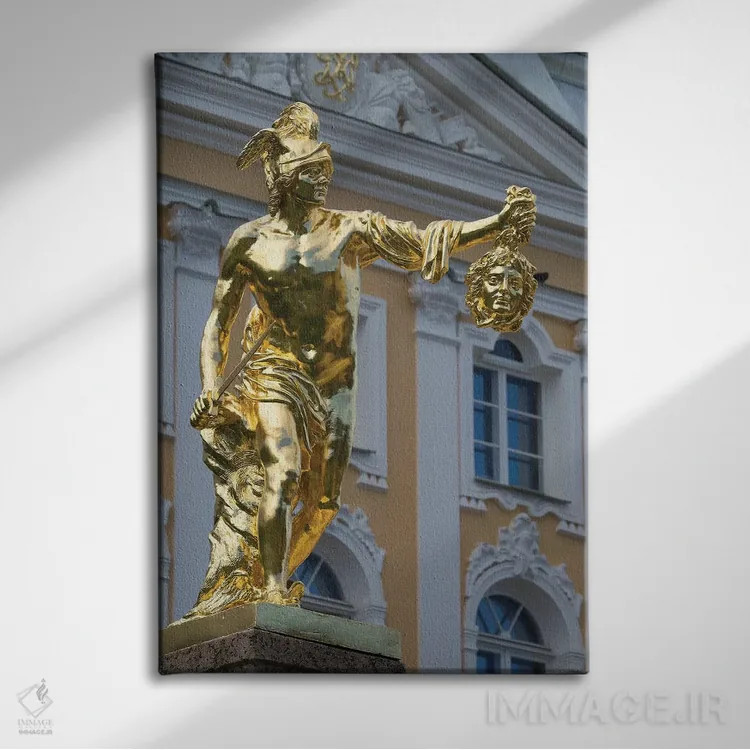 تابلو دکوراتیو Petergof, St. Petersburg, Russia" - "مجسمه پرسئوس در آب… اثر پانورامیک ایمجز - نمای روبهرو روی دیوار