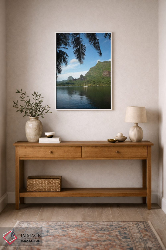 تابلو دکوراتیو Moorea, Tahiti, French Polynesia I" - "درخت نخل با قایق… اثر پانورامیک ایمجز - D1W
