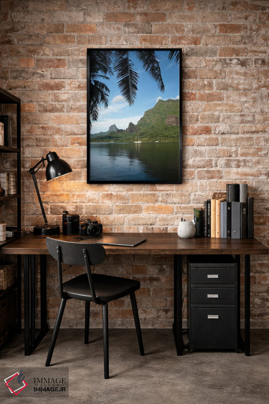تابلو دکوراتیو Moorea, Tahiti, French Polynesia I" - "درخت نخل با قایق… اثر پانورامیک ایمجز - D3B