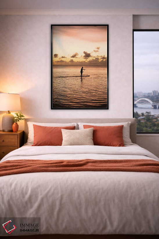 تابلو دکوراتیو Bora Bora, Society Islands, French Polynesia,سیلوئت مرد… اثر پانورامیک ایمجز - D5B