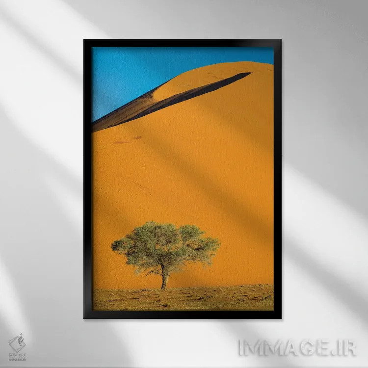 تابلو دکوراتیو "نمایی از تپه های شنی و درخت در بیابان، سوسوسولی، پارک… اثر پانورامیک ایمجز - نمای قابدار مشکی