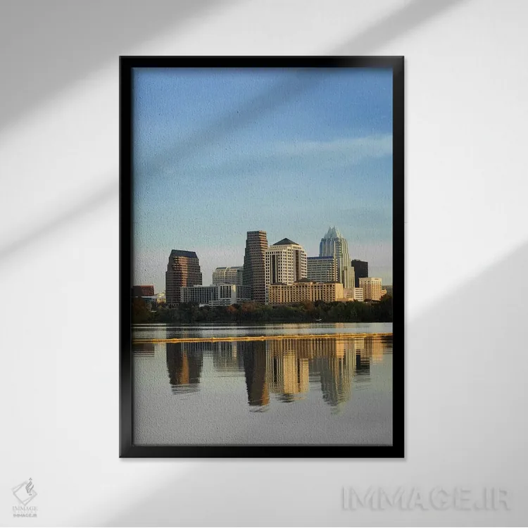 تابلو دکوراتیو Town Lake, Austin, Texas, USA #2,انعکاس ساختمان ها در آ… اثر پانورامیک ایمجز - نمای قابدار مشکی