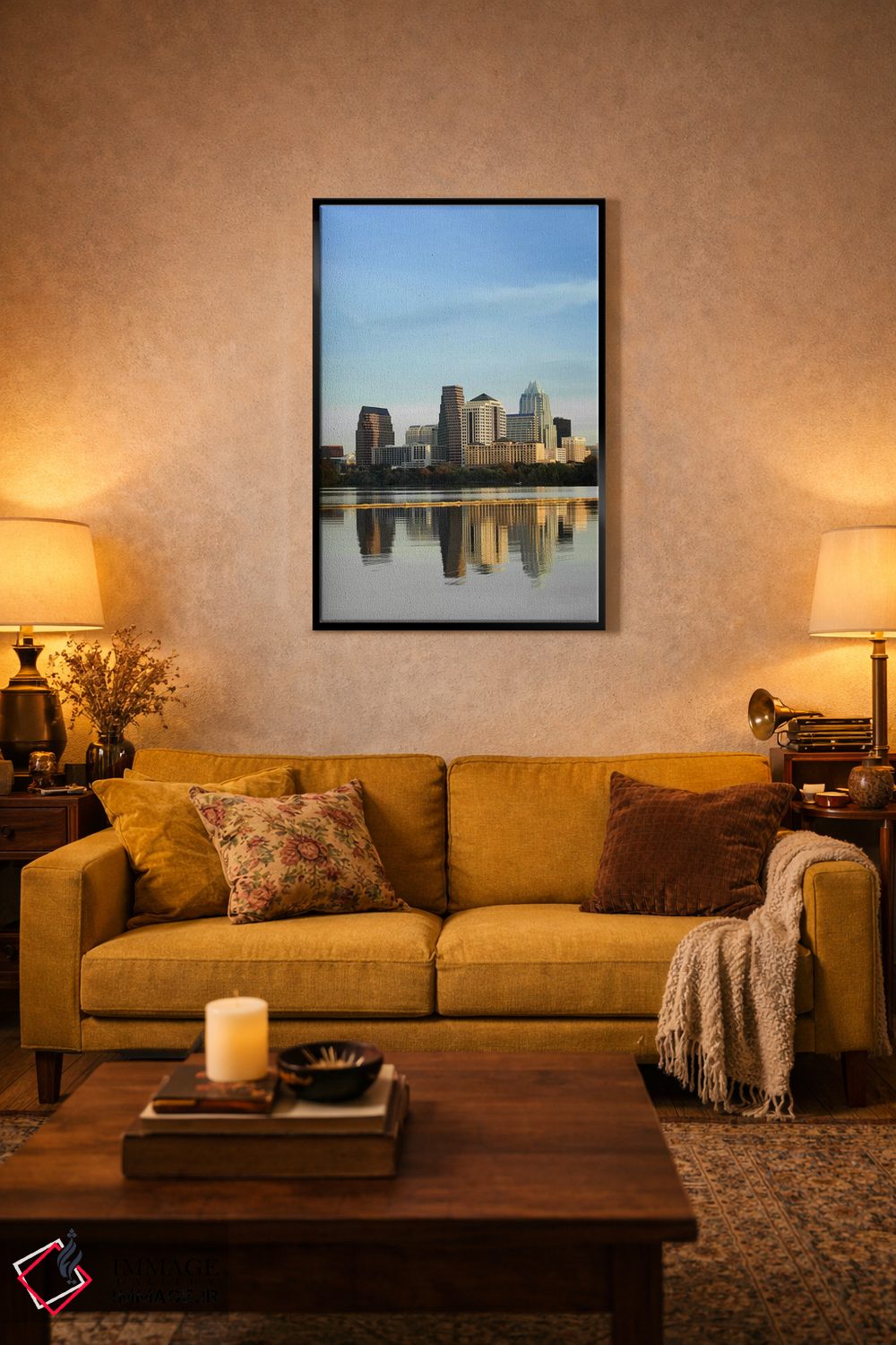 تابلو دکوراتیو Town Lake, Austin, Texas, USA #2,انعکاس ساختمان ها در آ… اثر پانورامیک ایمجز - D4B