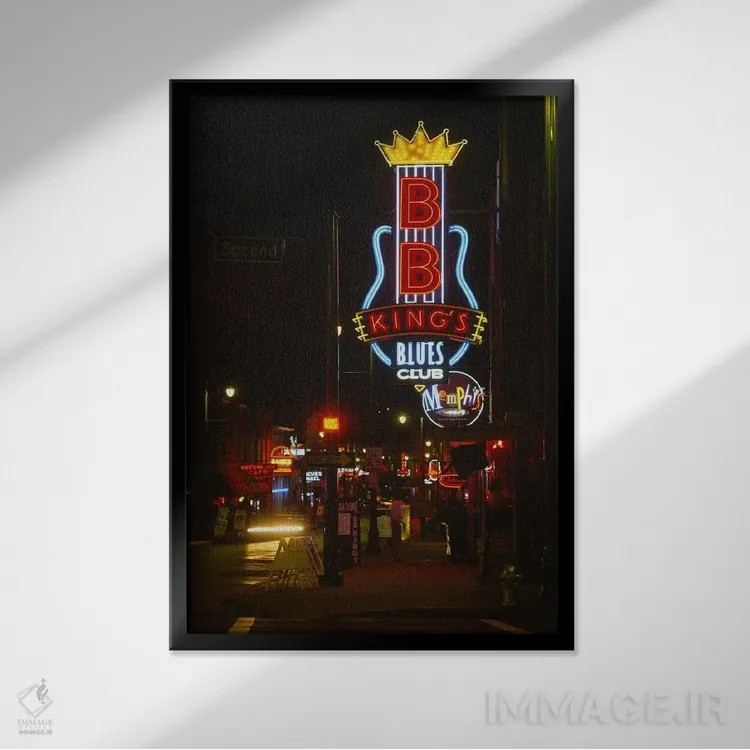 تابلو دکوراتیو B. B. King's Blues Club, Memphis, Shelby County, Tennes… اثر پانورامیک ایمجز - نمای قابدار مشکی