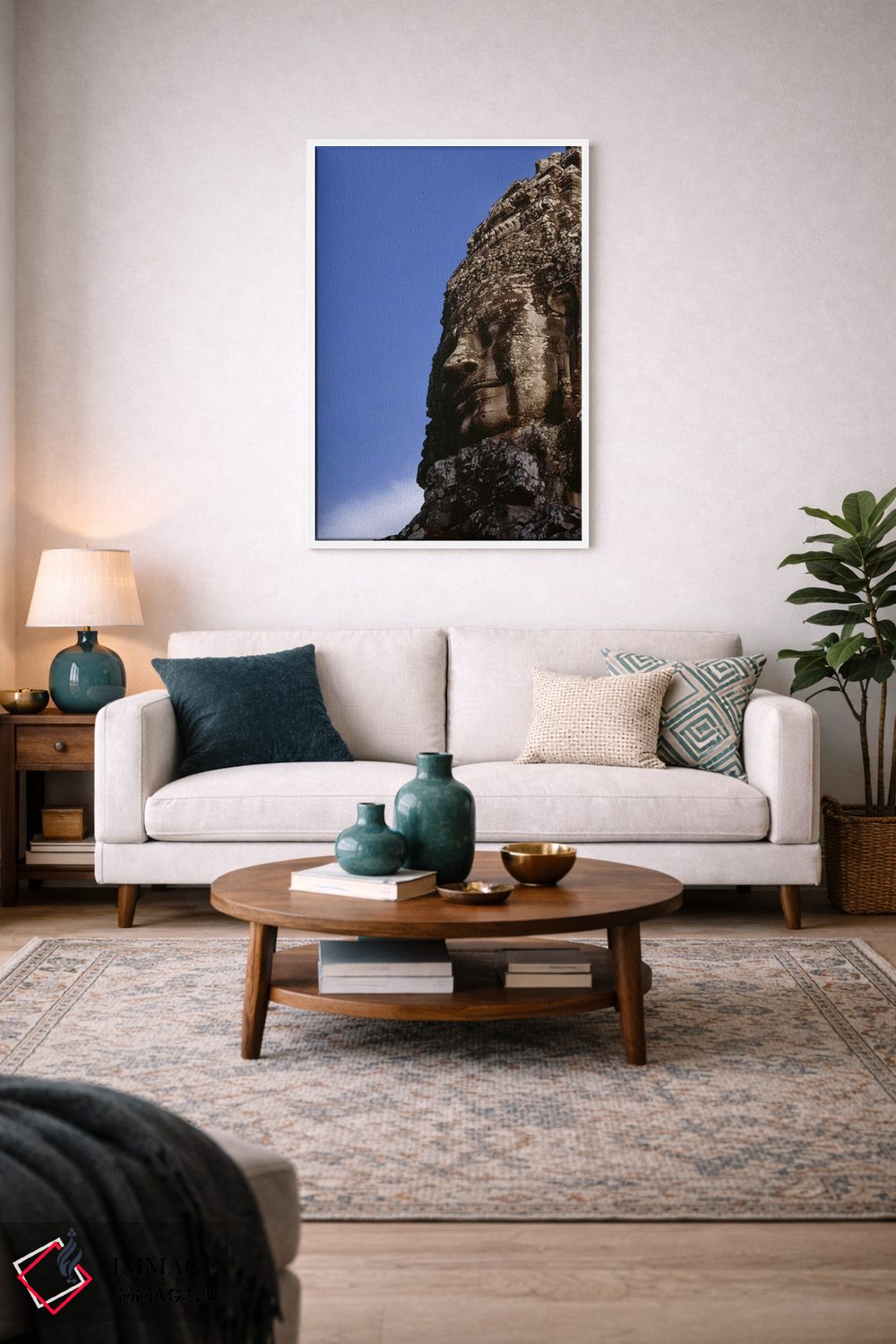 تابلو دکوراتیو Angkor Wat, Cambodia,نمای پایین از حکاکی صورت، معبد انگ… اثر پانورامیک ایمجز - D3W