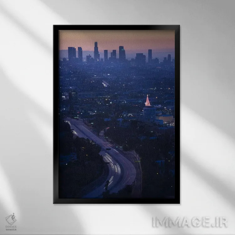 تابلو دکوراتیو Hollywood Freeway, Hollywood, Los Angeles, California… اثر پانورامیک ایمجز - نمای قابدار مشکی