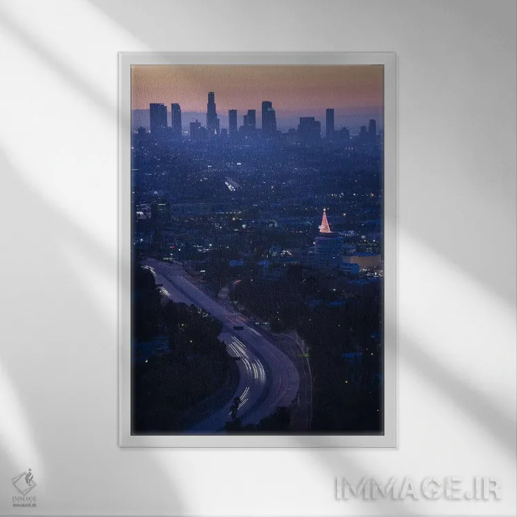 تابلو دکوراتیو Hollywood Freeway, Hollywood, Los Angeles, California… اثر پانورامیک ایمجز - نمای قابدار سفید