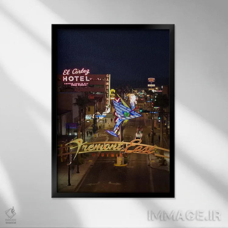 تابلو دکوراتیو El Cortez, Fremont Street, The Strip, Las Vegas, Nevada… اثر پانورامیک ایمجز - نمای قابدار مشکی