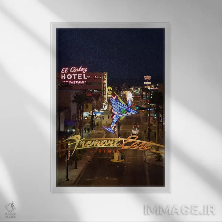 تابلو دکوراتیو El Cortez, Fremont Street, The Strip, Las Vegas, Nevada… اثر پانورامیک ایمجز - نمای قابدار سفید