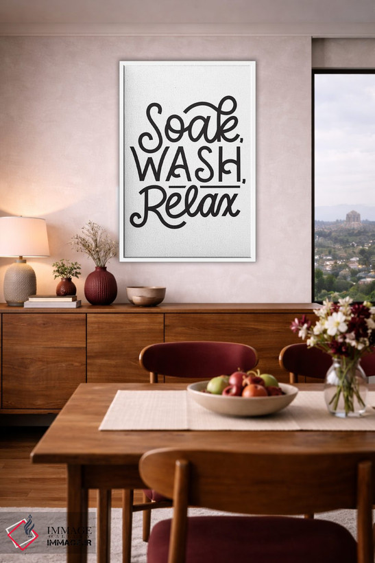 تابلو دکوراتیو Wash, Relax,شست وشو، آبکشی، آرامش اثر جلین هردت - D4W