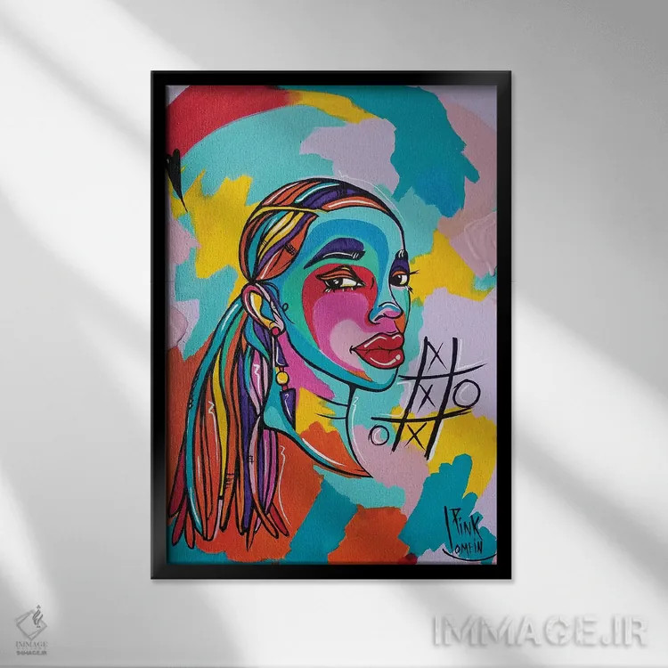 تابلو انتزاعی هیوستون اثر پینکلومین - نمای قابدار مشکی