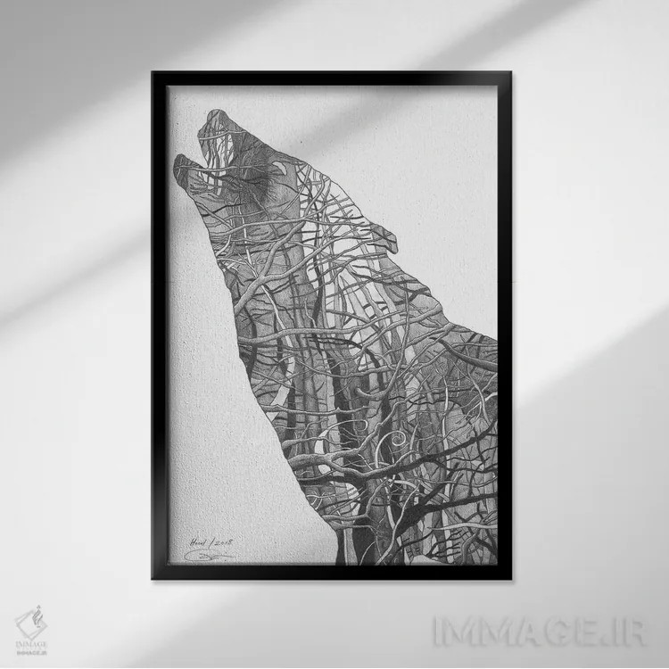 تابلو دکوراتیو زوزه اثر پل کینگزلی اسکوایر - نمای قابدار مشکی