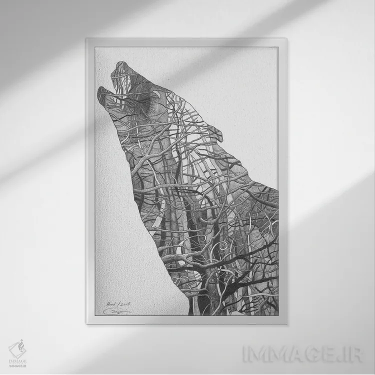 تابلو دکوراتیو زوزه اثر پل کینگزلی اسکوایر - نمای قابدار سفید