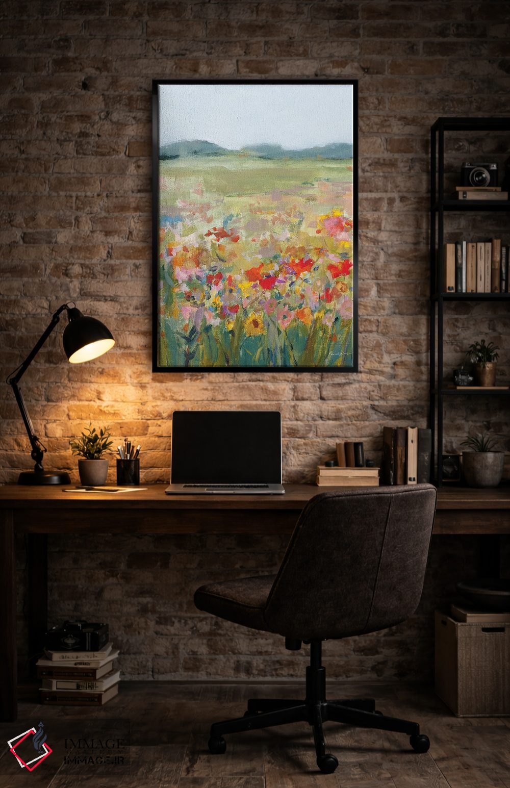 تابلو انتزاعی چمنزار گل های وحشی اثر پاملا مانگر - D6B