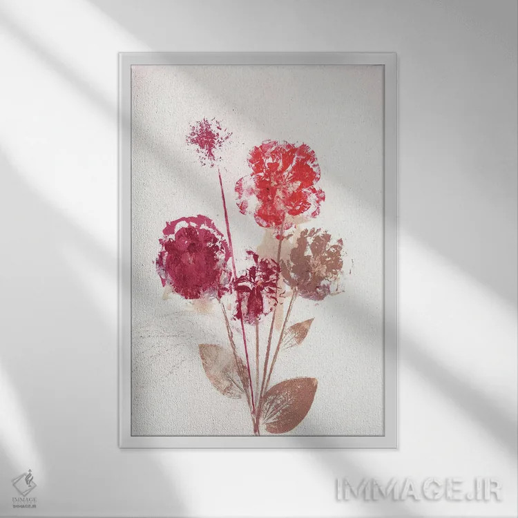 تابلو دکوراتیو دسته گل یک قرمز اثر پرنیله فولکارلی - نمای قابدار سفید
