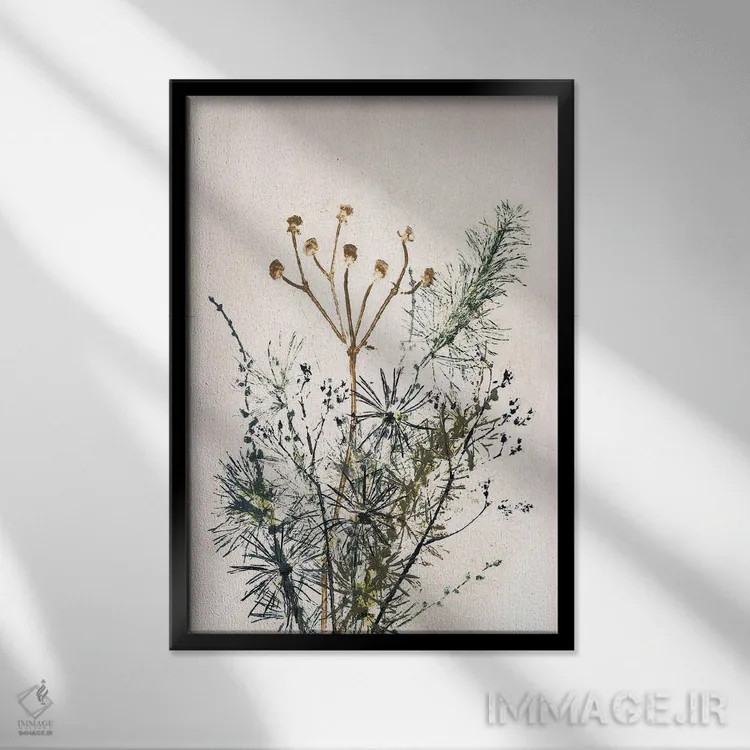 تابلو دکوراتیو دسته گل پنج اثر پرنیله فولکارلی - نمای قابدار مشکی