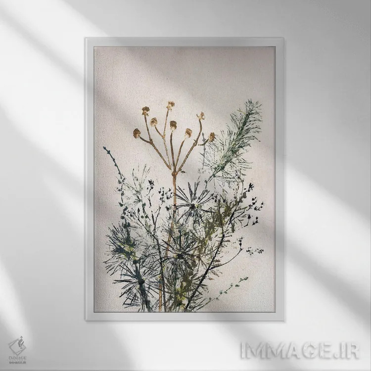 تابلو دکوراتیو دسته گل پنج اثر پرنیله فولکارلی - نمای قابدار سفید