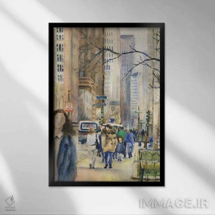 تابلو دکوراتیو خیابان میشیگان در مرکز شیکاگو اثر پائولا ناتان - نمای قابدار مشکی