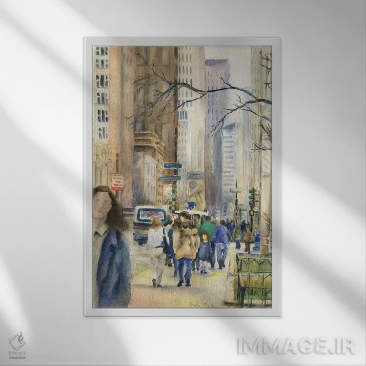 تابلو دکوراتیو خیابان میشیگان در مرکز شیکاگو اثر پائولا ناتان - نمای قابدار سفید