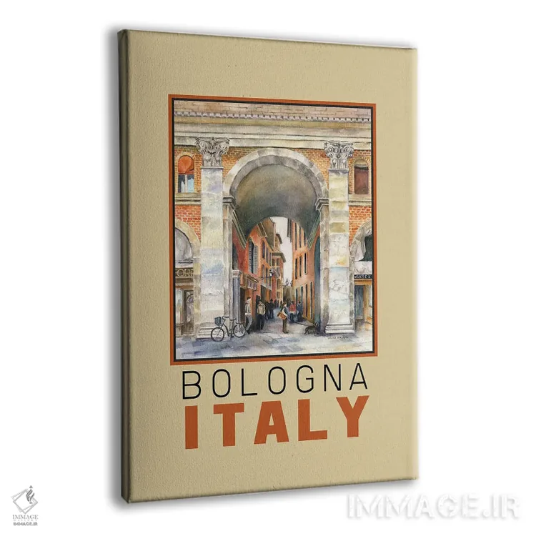 تابلو دکوراتیو Italy Arch Travel Poster,پوستر سفر طاق بولونیا ایتالیا اثر پائولا ناتان - نمای پرسپکتیو محصول