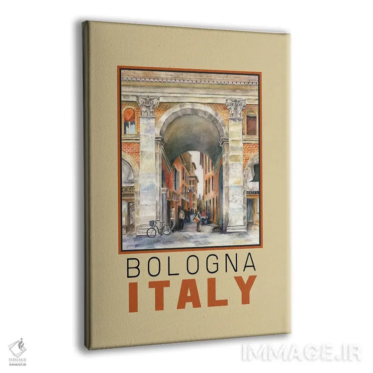 تابلو دکوراتیو Italy Arch Travel Poster,پوستر سفر طاق بولونیا ایتالیا اثر پائولا ناتان - نمای پرسپکتیو محصول