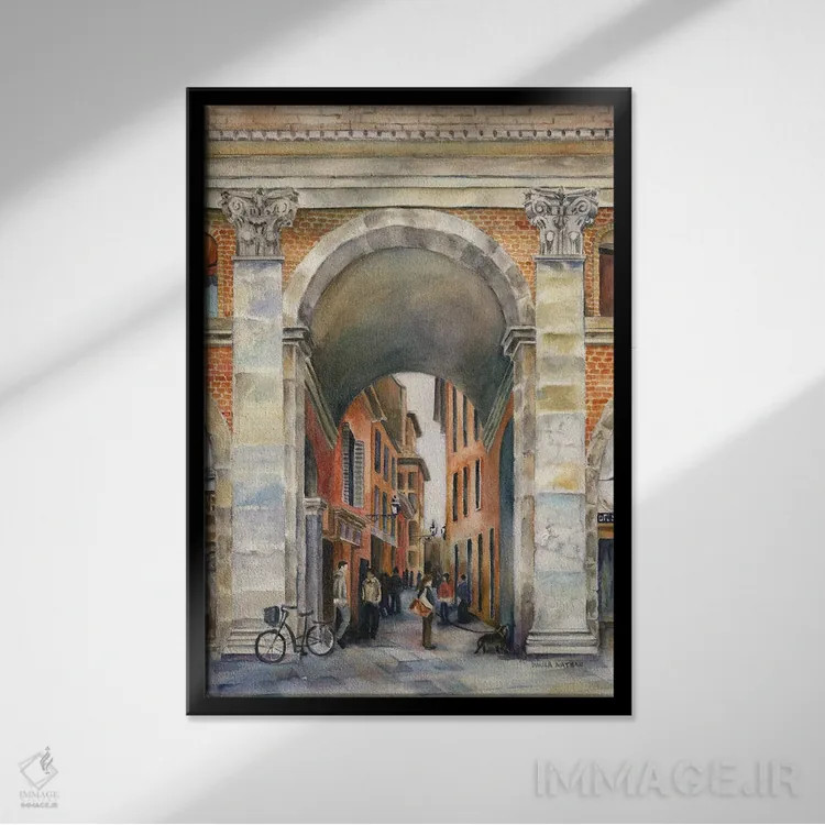 تابلو دکوراتیو Italy Arch,طاق بولونیا ایتالیا اثر پائولا ناتان - نمای قابدار مشکی