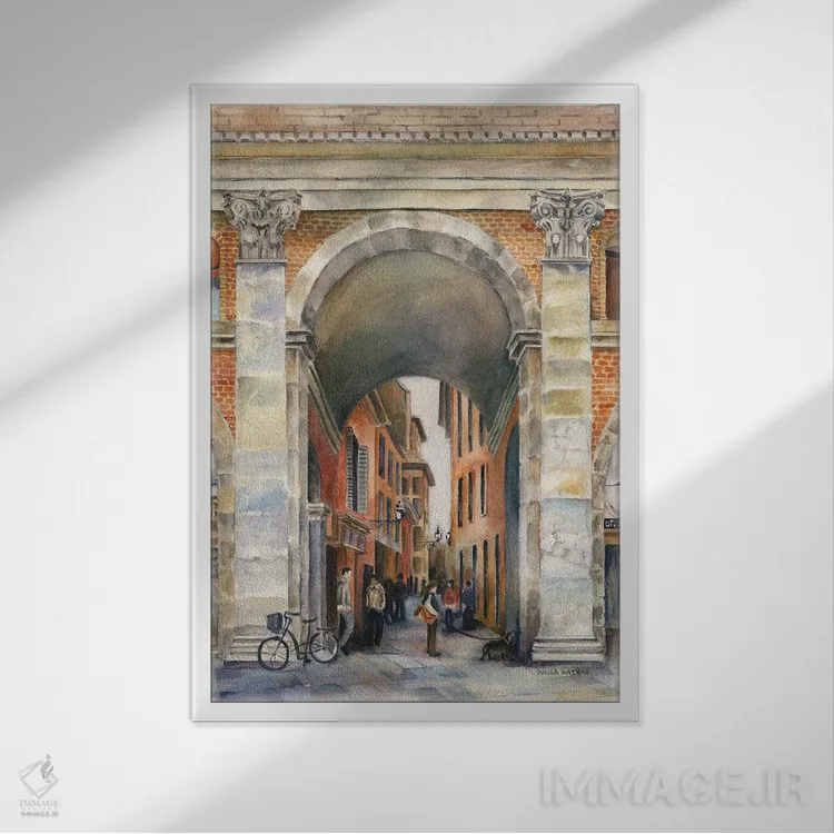 تابلو دکوراتیو Italy Arch,طاق بولونیا ایتالیا اثر پائولا ناتان - نمای قابدار سفید