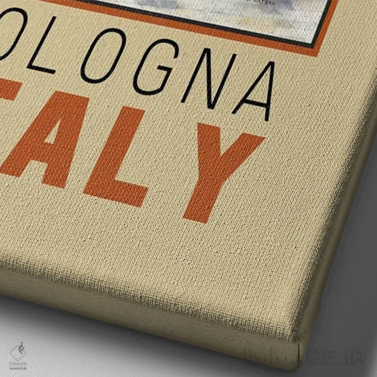 تابلو دکوراتیو Italy Arch Travel Poster,پوستر سفر طاق بولونیا ایتالیا اثر پائولا ناتان - نمای نزدیک بافت بوم