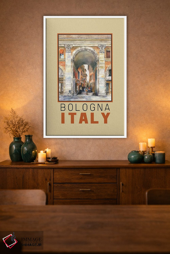 تابلو دکوراتیو Italy Arch Travel Poster,پوستر سفر طاق بولونیا ایتالیا اثر پائولا ناتان - D1W
