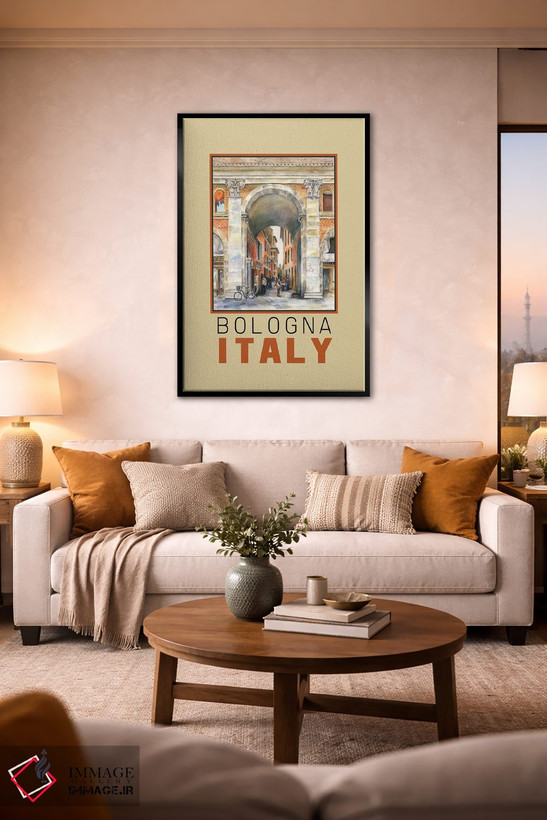 تابلو دکوراتیو Italy Arch Travel Poster,پوستر سفر طاق بولونیا ایتالیا اثر پائولا ناتان - D2B