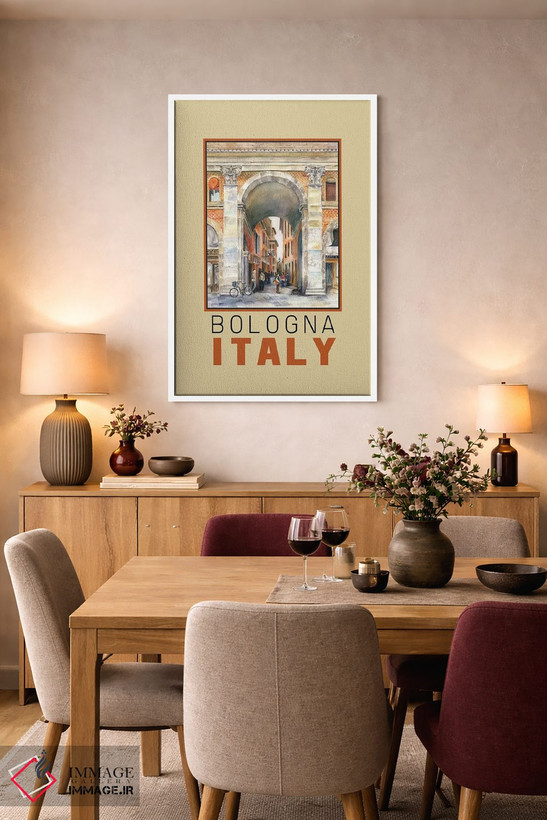 تابلو دکوراتیو Italy Arch Travel Poster,پوستر سفر طاق بولونیا ایتالیا اثر پائولا ناتان - D5W