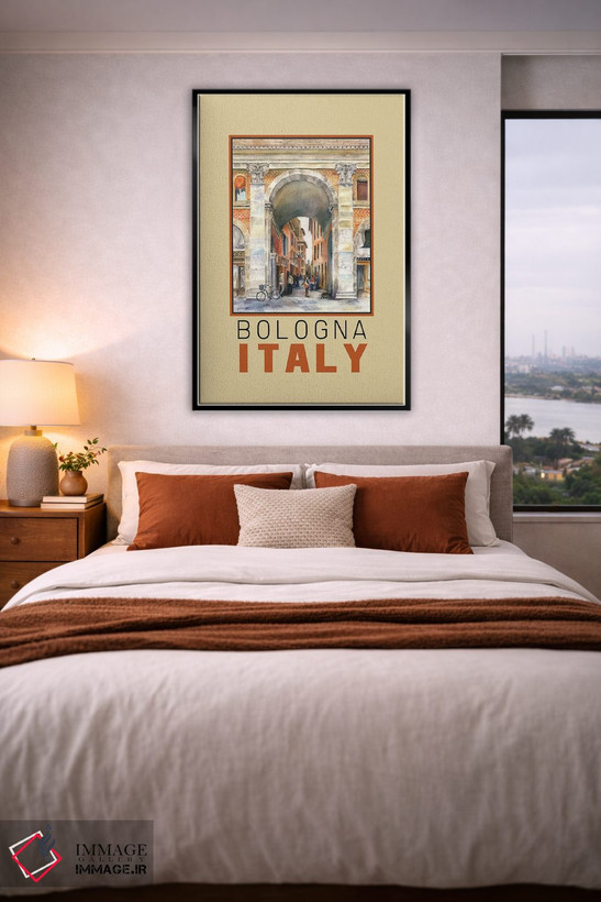 تابلو دکوراتیو Italy Arch Travel Poster,پوستر سفر طاق بولونیا ایتالیا اثر پائولا ناتان - D4B