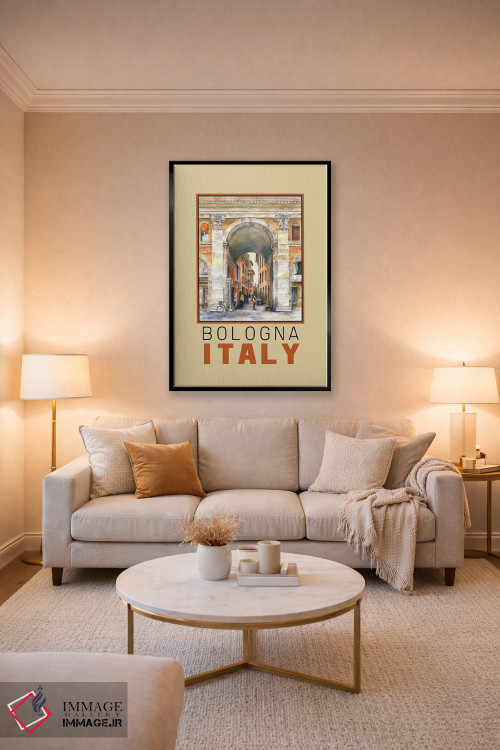 تابلو دکوراتیو Italy Arch Travel Poster,پوستر سفر طاق بولونیا ایتالیا اثر پائولا ناتان - D3B