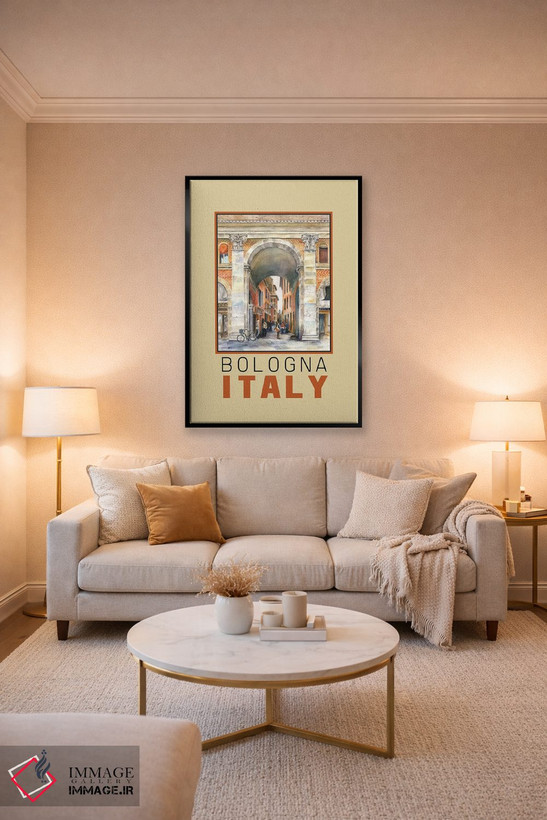 تابلو دکوراتیو Italy Arch Travel Poster,پوستر سفر طاق بولونیا ایتالیا اثر پائولا ناتان - D3B