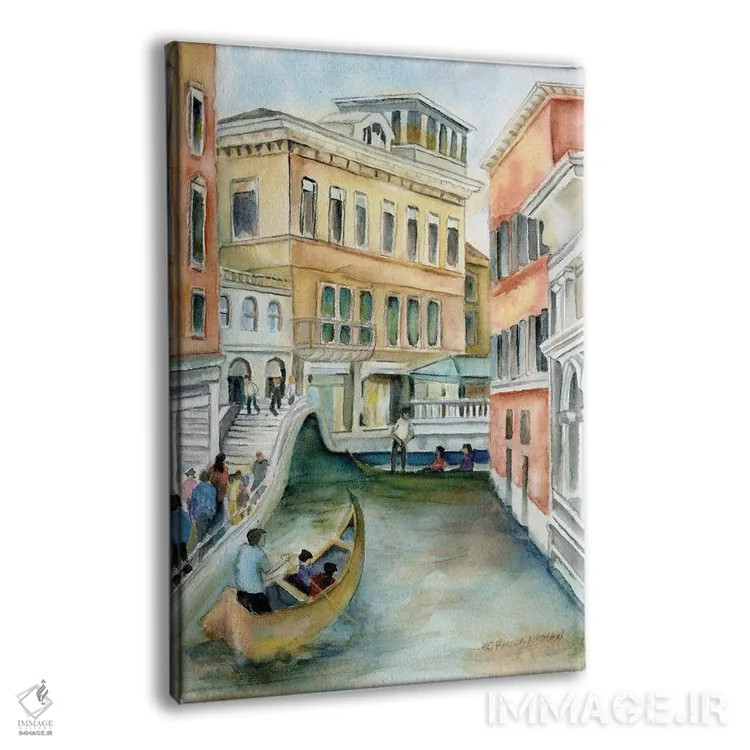 تابلو دکوراتیو Italy-Canal And Gondola,کانال و گوندولا در ونیز ایتالیا اثر پائولا ناتان - نمای پرسپکتیو محصول