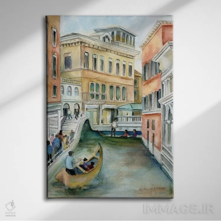 تابلو دکوراتیو Italy-Canal And Gondola,کانال و گوندولا در ونیز ایتالیا اثر پائولا ناتان - نمای روبهرو روی دیوار