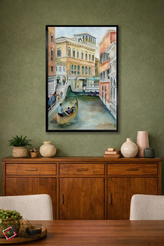 تابلو دکوراتیو Italy-Canal And Gondola,کانال و گوندولا در ونیز ایتالیا اثر پائولا ناتان - D2B