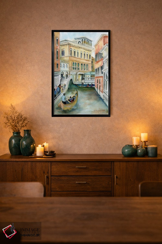 تابلو دکوراتیو Italy-Canal And Gondola,کانال و گوندولا در ونیز ایتالیا اثر پائولا ناتان - D3B