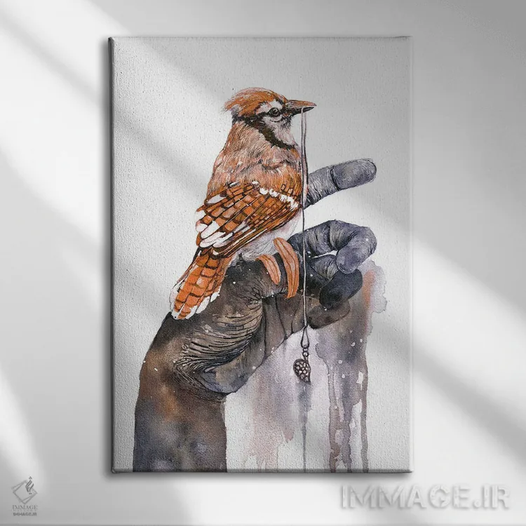 تابلو دکوراتیو پرنده امیدوار اثر پراید نیاشا - نمای روبهرو روی دیوار