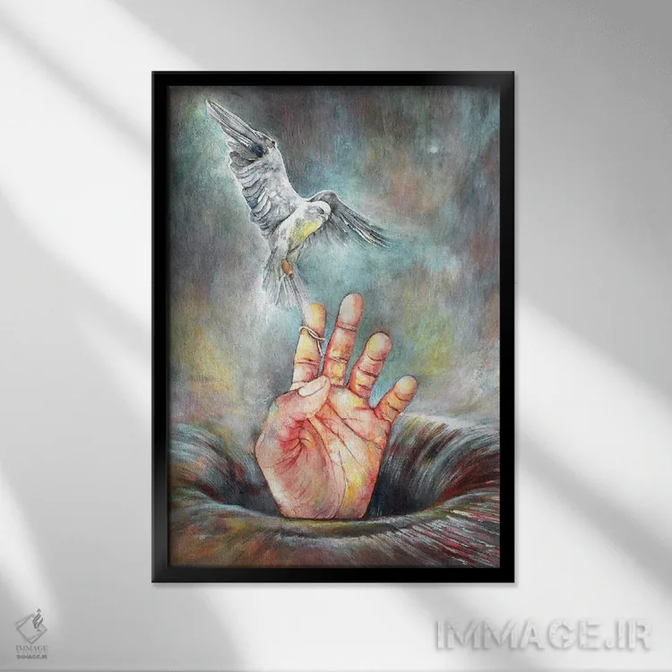 تابلو دکوراتیو تولد دوباره اثر پراید نیاشا - نمای قابدار مشکی