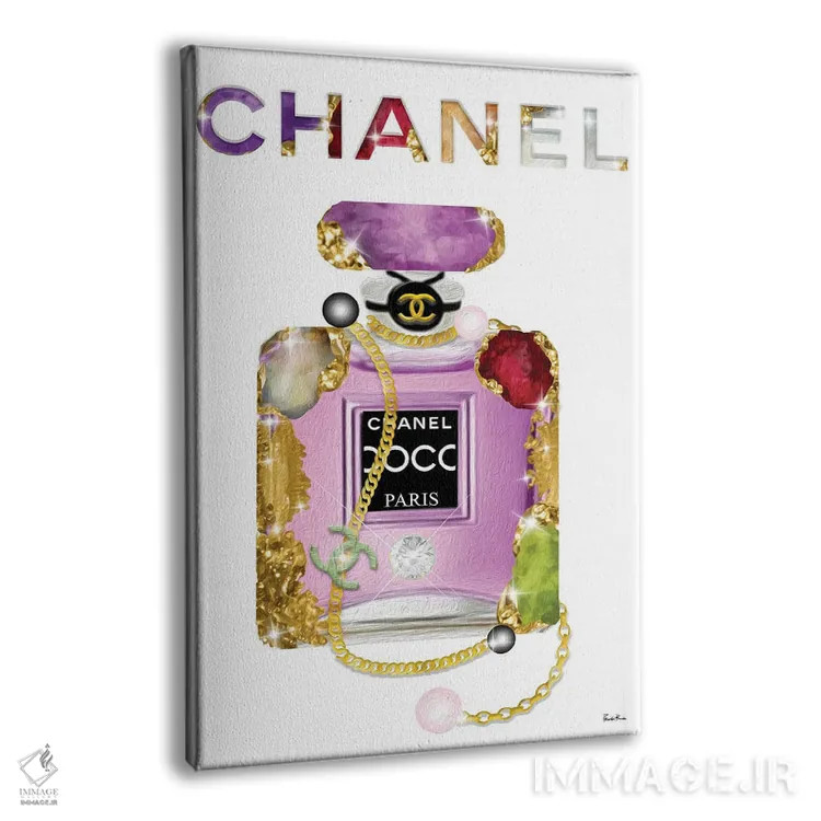 تابلو دکوراتیو همه چیز درباره جواهرات و بطری عطر مد است اثر پوماکای بارون - نمای پرسپکتیو محصول